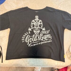 YoungLA Black T-Shirt with White Gold's Gym